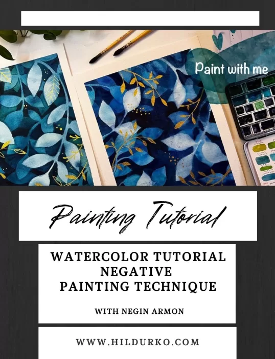 Watercolor tutorial, Negative painting technique #1629