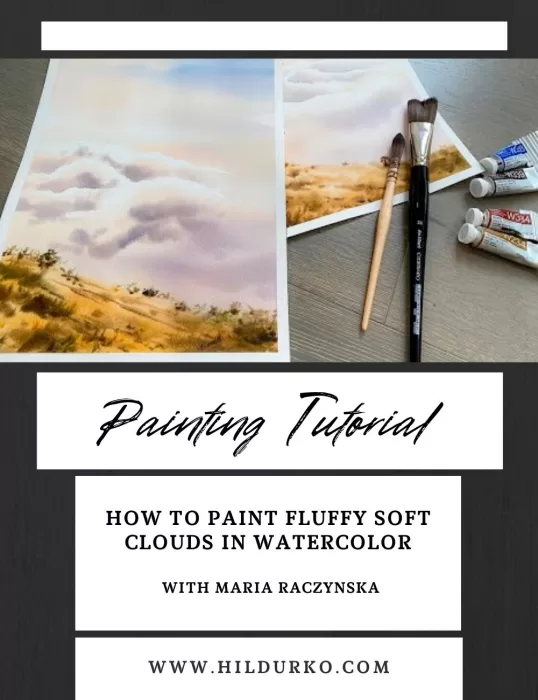 How to paint fluffy soft clouds in watercolor #1626