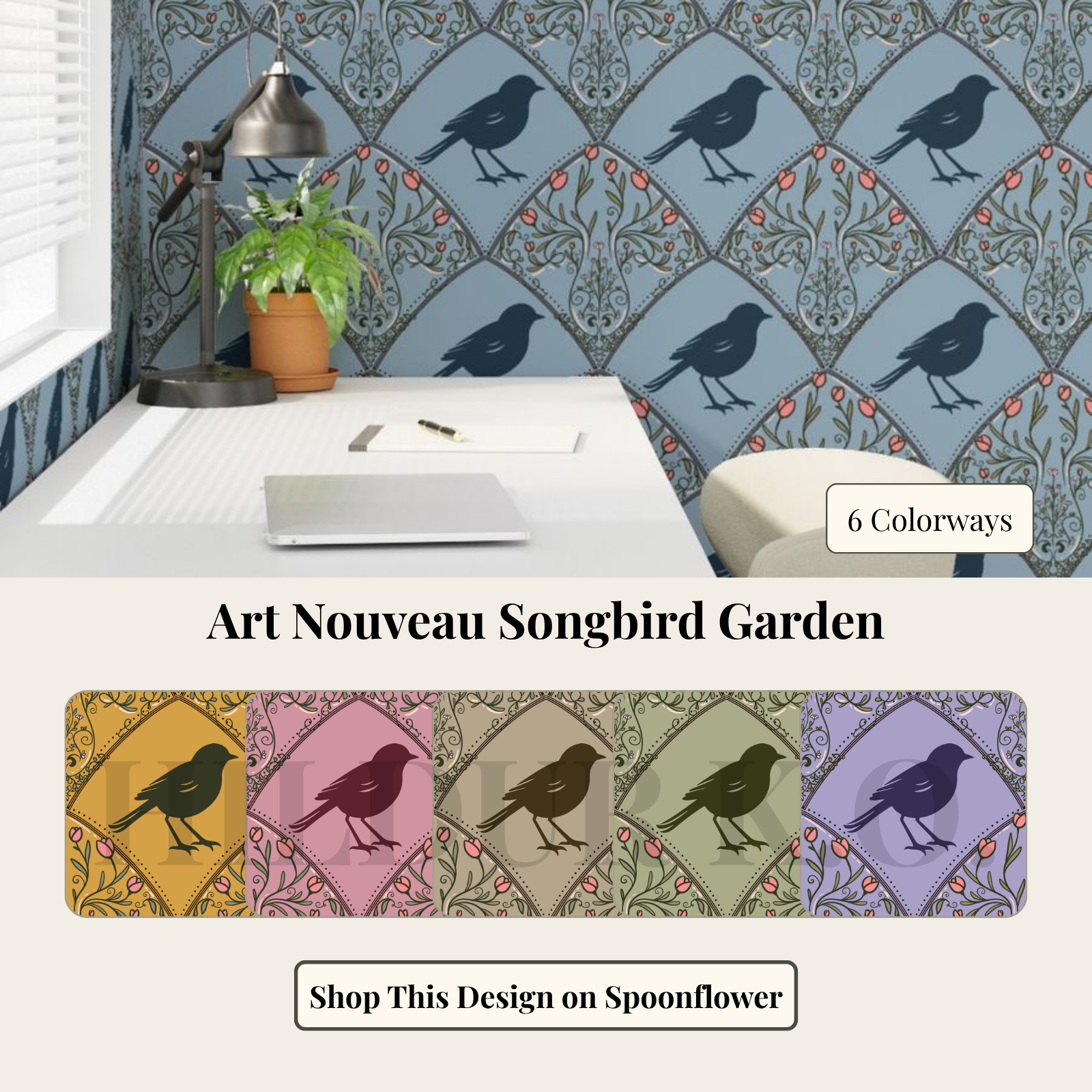 Art Nouveau Songbird Garden By HildurKO