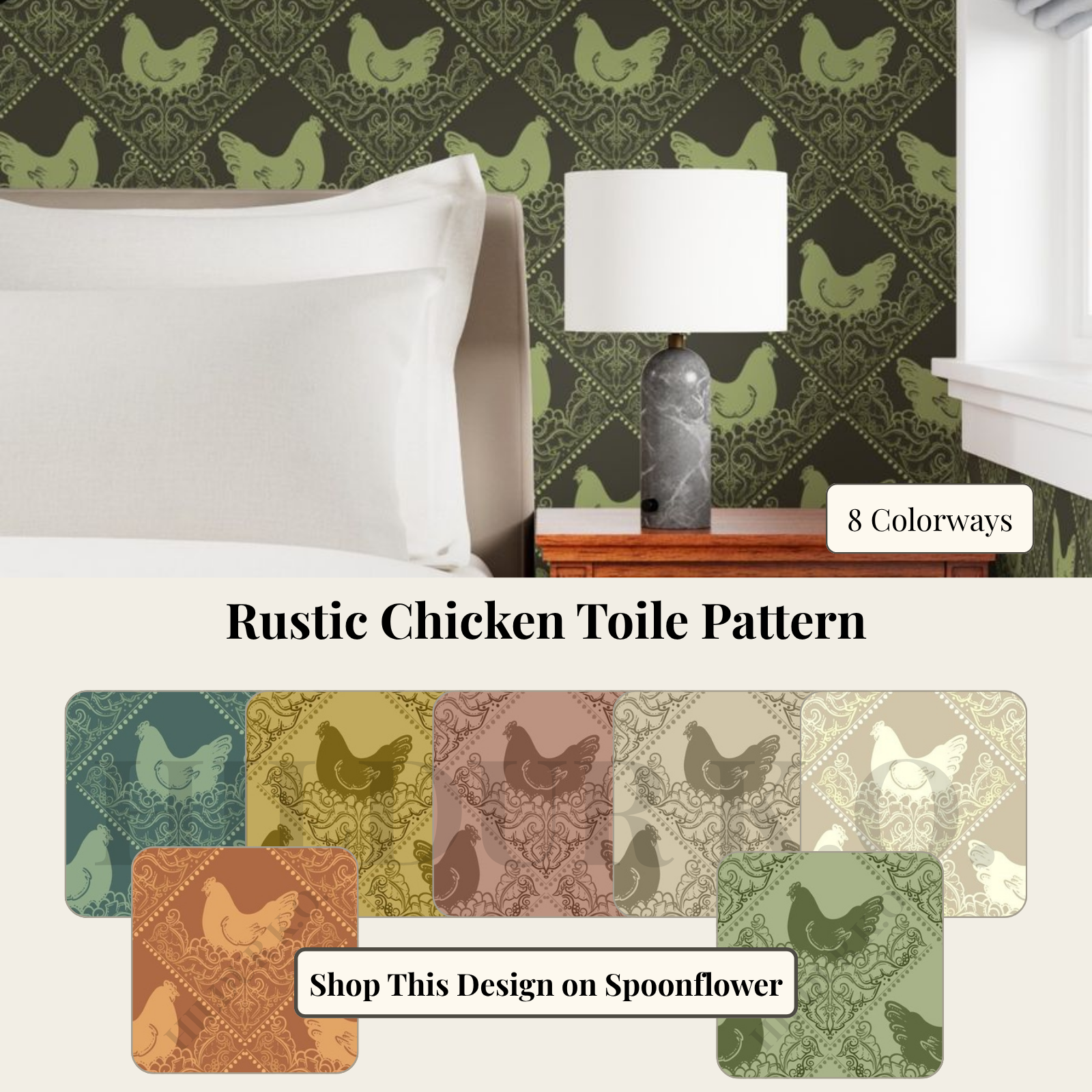 Rustic Chicken Toile Pattern By HildurKO