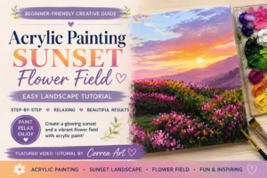 Acrylic Painting Sunset Flower Field – A Beautiful Step-by-Step Tutorial