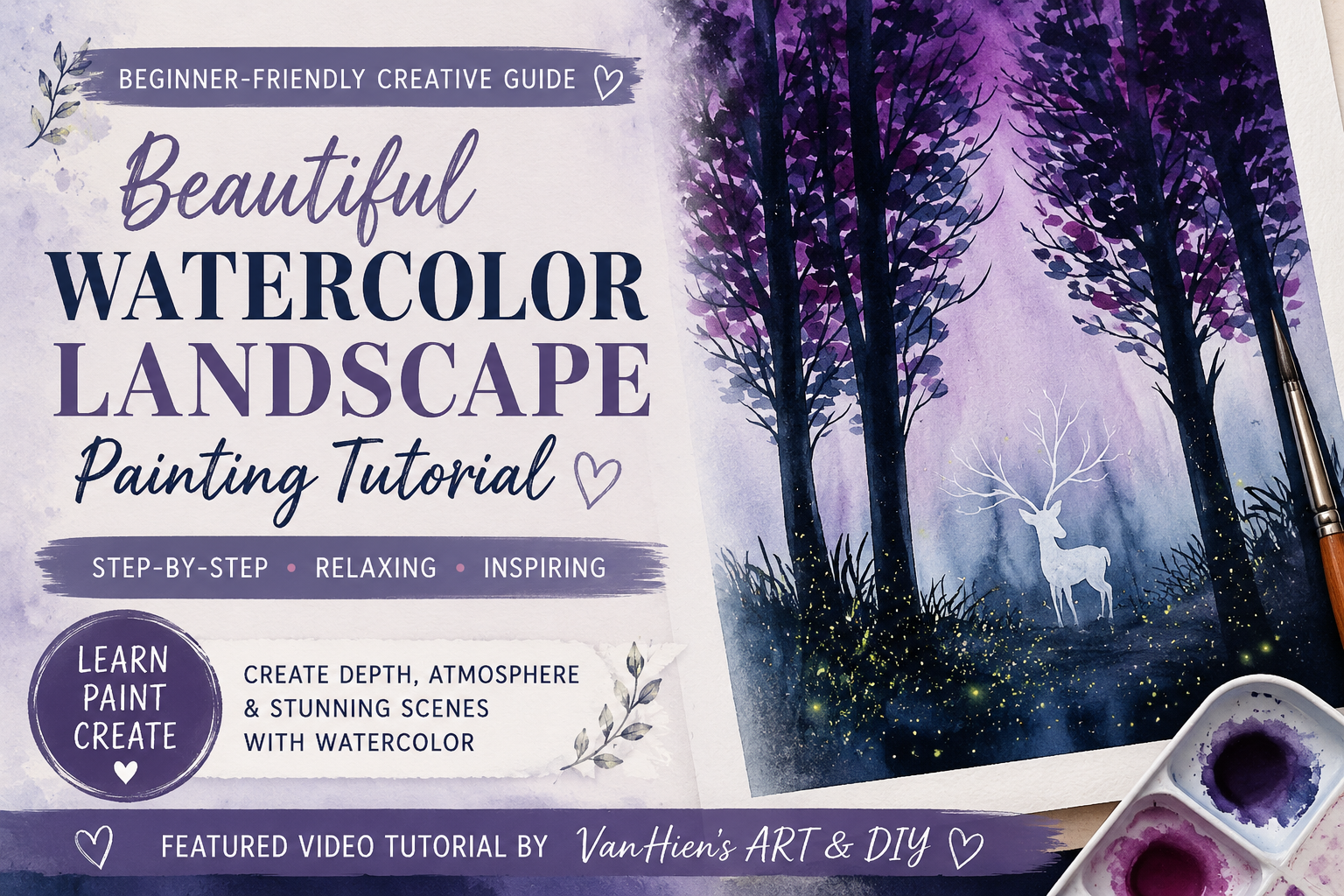 Beautiful Watercolor Landscape Painting Tutorial by VanHien’s ART & DIY