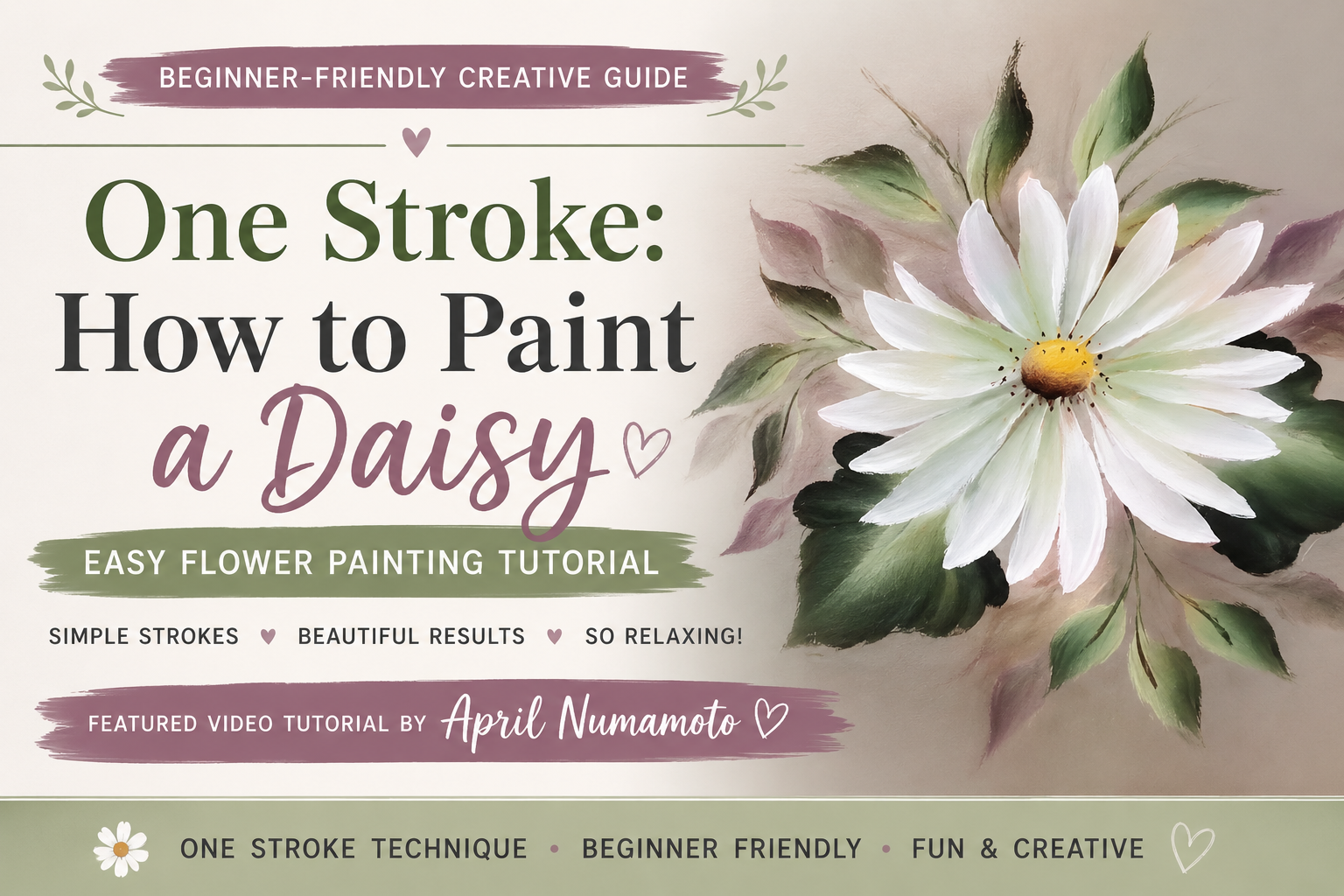One Stroke How to Paint a Daisy – Easy Flower Painting Tutorial